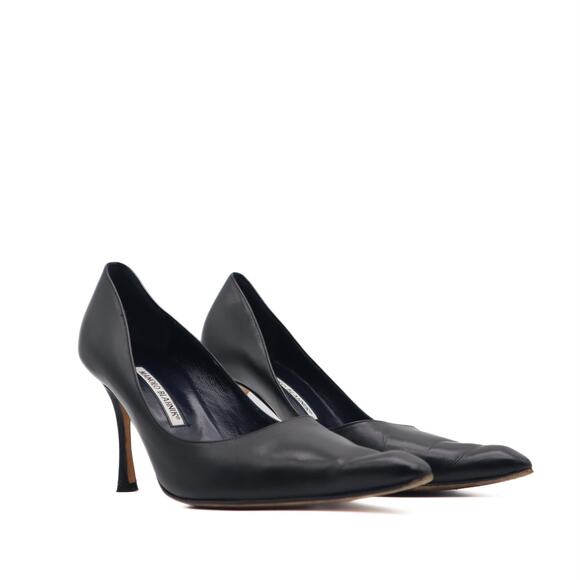 Manolo Blahnik Vintage 90's Leather Pointed Toe Pump Size 39.5 - Picture 2 of 9